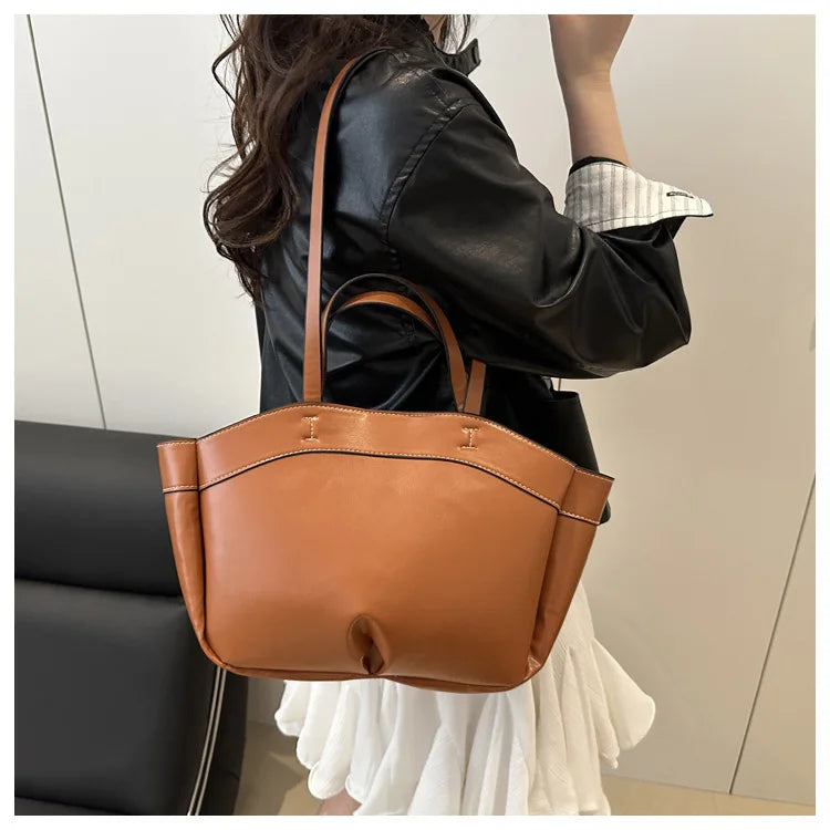 Women’s PU Leather Tote Bag – Large Vintage Shoulder & Crossbody Purse