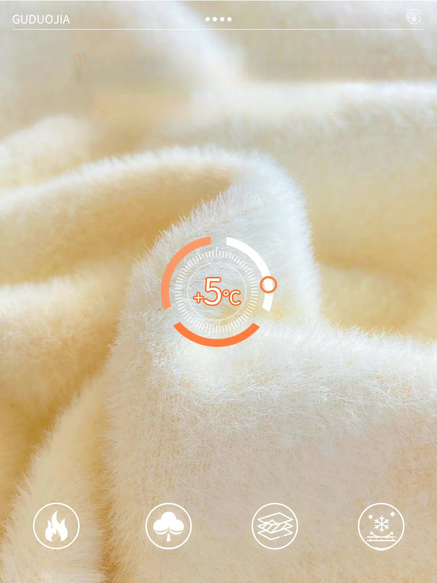 2025 Women’s Turtleneck Sweater – Thick Velvet-Lined Winter Pullover