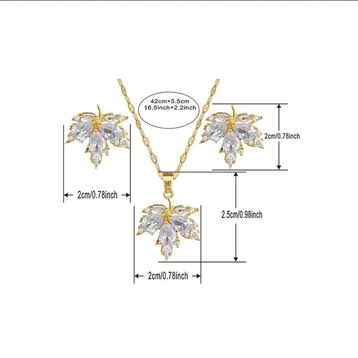 Women’s Zircon Leaf Earrings – Sparkling Studs for Party