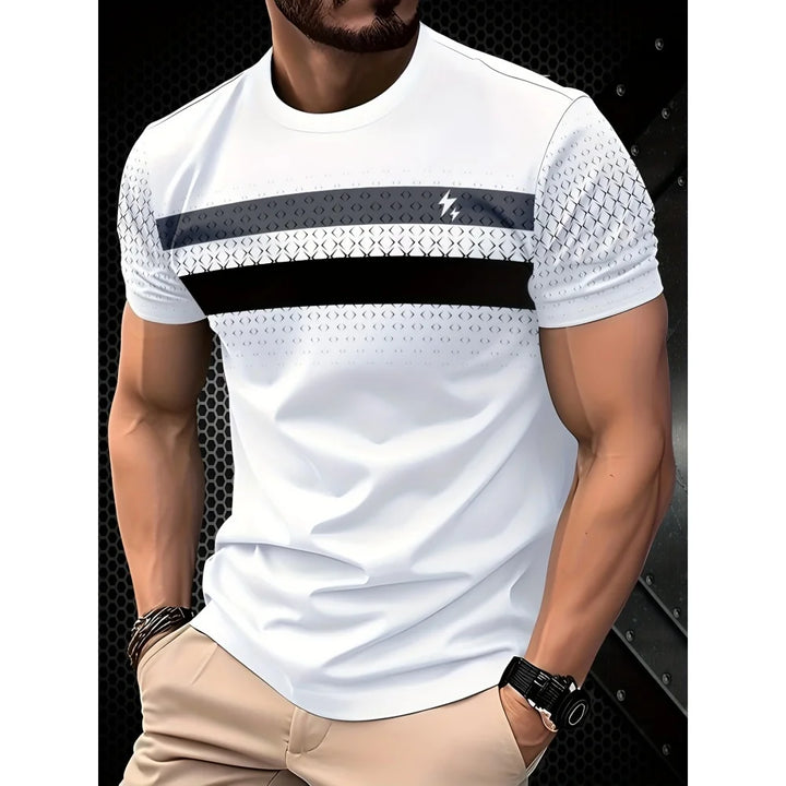 Shirt for Man Stripe Print Street Graphic T-Shirts Trendy Men's Short Sleeve Clothes Casual Summer Outdoor Oversized Clothing