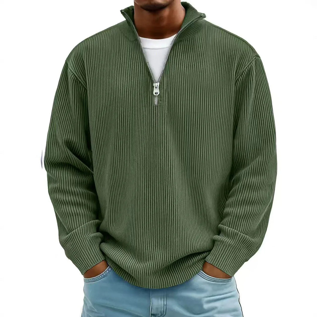 Men’s Corduroy Sweatshirt – Autumn Solid Long Sleeve, Casual Loose Fit