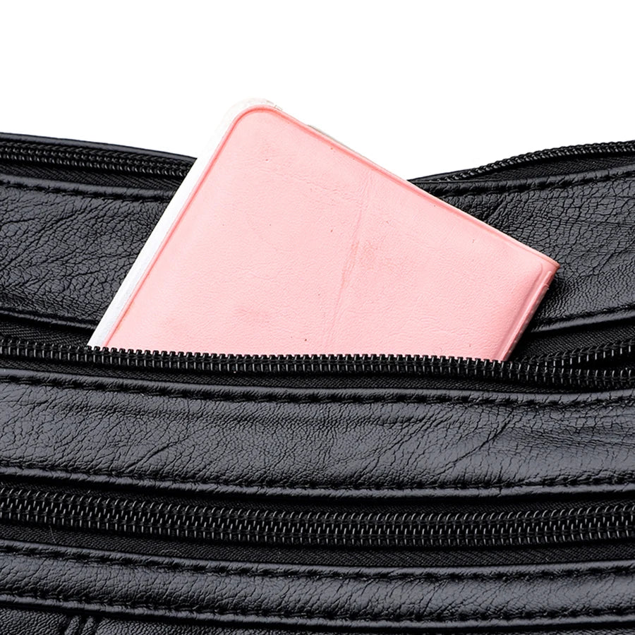 Luxury Women’s Leather Handbag – Multi-Pocket Crossbody & Shoulder Bag 2026