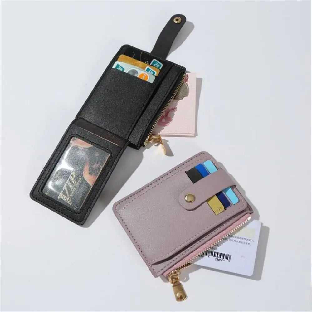 PU Leather Coin Wallet with Card Holder & Zipper