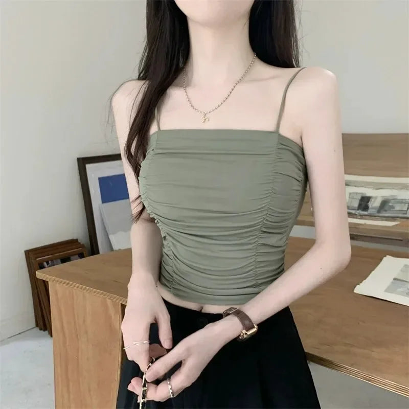 Women’s Corset Tank – Sleeveless Tube Top, White Camisole