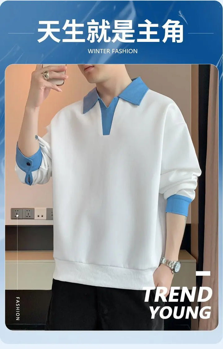 Men’s Spring/Autumn Sweatshirt – Trendy Loose Fit, Casual Long Sleeve