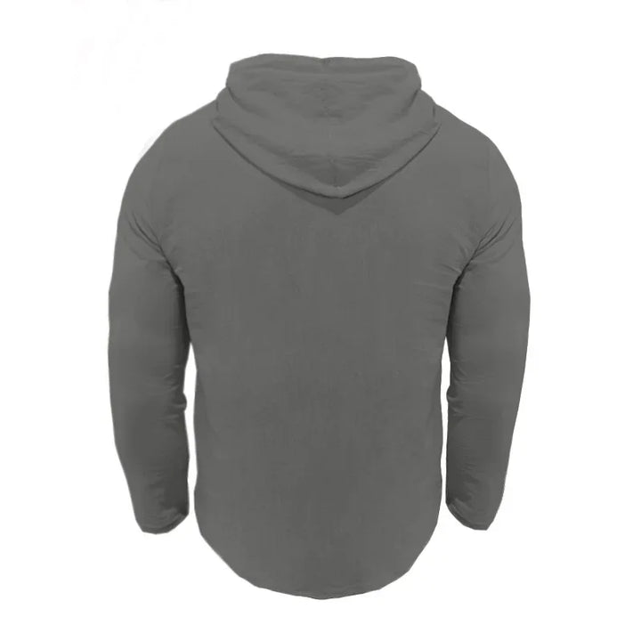 2026 New Men's  T-Shirts Spring Summer Hooded Cotton Linen Tops for Men Soft Loose Henley Shirt Casual Button Long Sleeve Shirts
