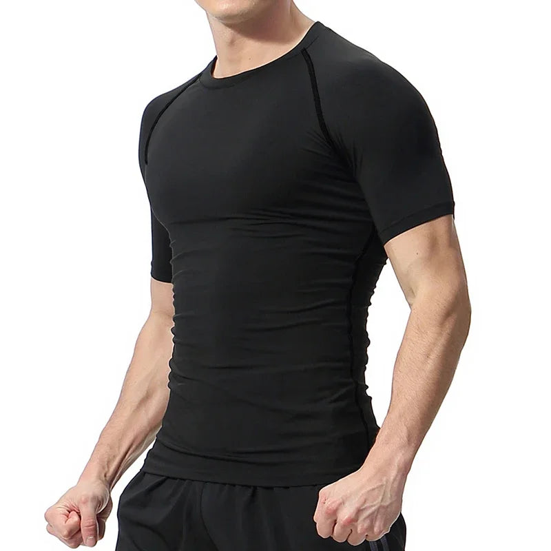 Graphic Compression Shirts for Men Athletic Quick Dry Rash Guard Stretchy Baselayers Undershirts Gym Workout Running Tshirt Tops