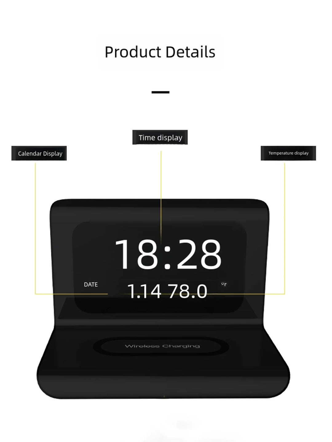 3-in-1 40W Wireless Charger with LED Clock