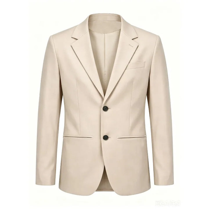 KIDWHXR Man Blazer Korean Slim Simple Solid Color Turn Down Collar Male Suit Outerwear Business Casual Long Sleeeve Men Coat