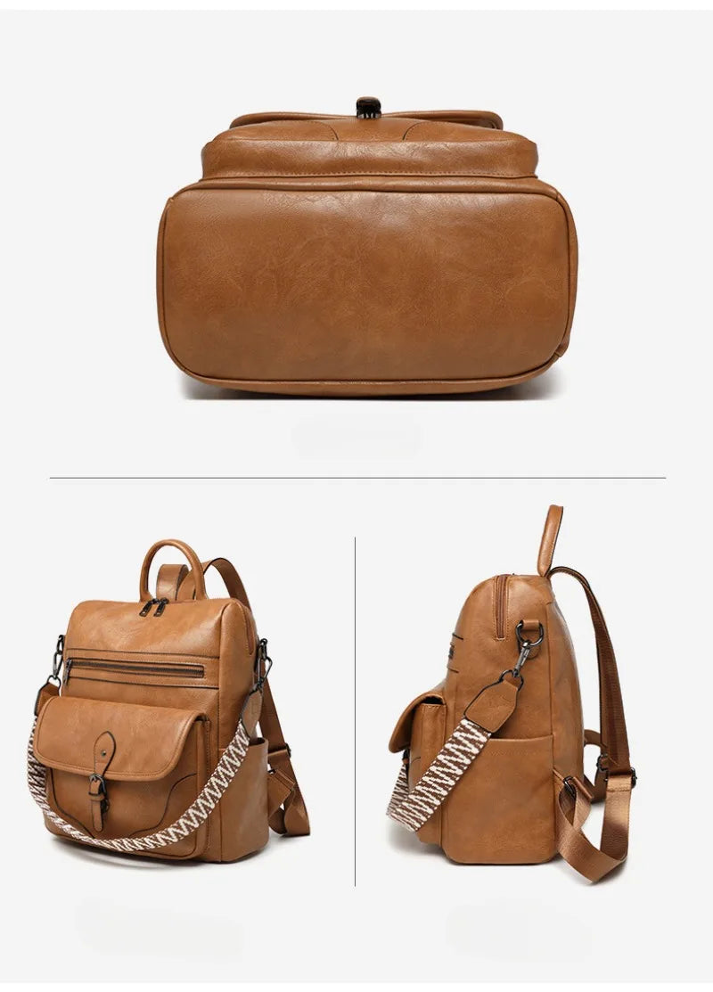 Women’s PU Leather Backpack – Fashion Anti-Theft Shoulder Bag