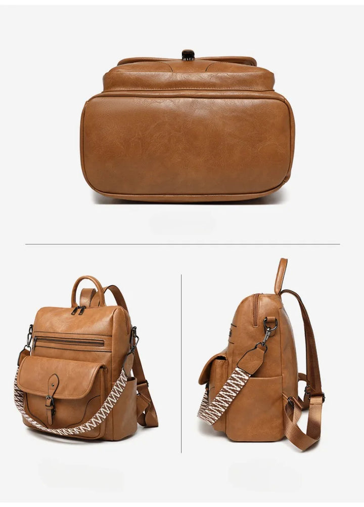 Women’s PU Leather Backpack – Fashion Anti-Theft Shoulder Bag