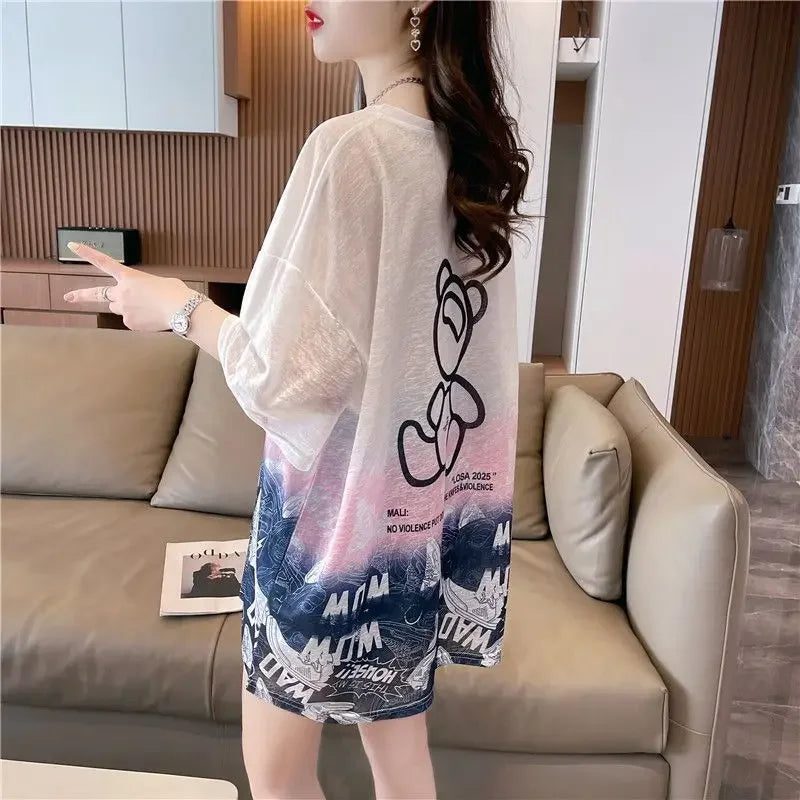 Tops Woman Summer Outfit Baggy T Shirt for Women Graphic Long Short Sleeve Clothing Female Korean Reviews Clothes Emo Tee Y2k