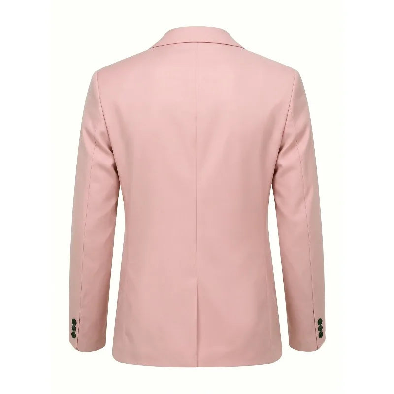 KIDWHXR Man Blazer Korean Slim Simple Solid Color Turn Down Collar Male Suit Outerwear Business Casual Long Sleeeve Men Coat