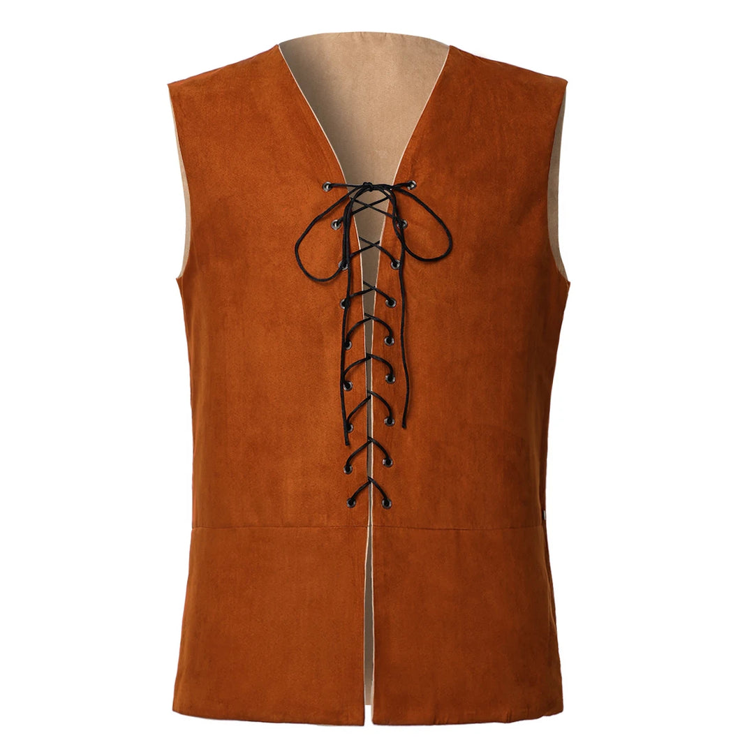 Pirate Tunic Vest For Men Medieval Renaissance Lace Up Reversible Waistcoat