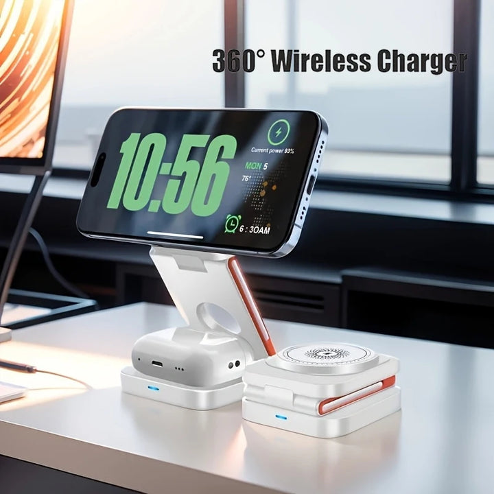 قاعدة الشحن اللاسلكية ChargeMax™ 3 في 1 لأجهزة iPhone و Apple Watch