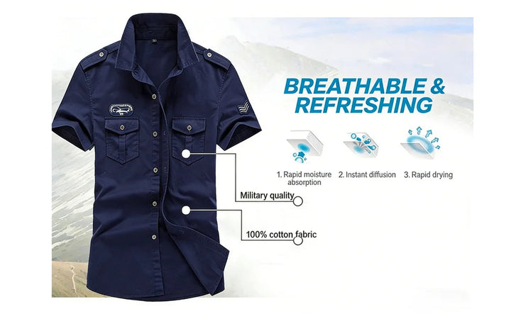 Spring Summer Men's Tactical Shirts Outdoor Men Cotton Shorts Sleeve Military Shirts Fashion Men Button Hiking Work Shirts