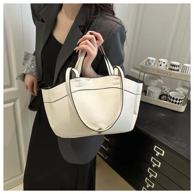 Women’s PU Leather Tote Bag – Large Vintage Shoulder & Crossbody Purse