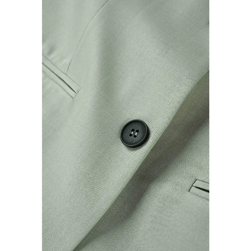 KIDWHXR Man Blazer Korean Slim Simple Solid Color Turn Down Collar Male Suit Outerwear Business Casual Long Sleeeve Men Coat