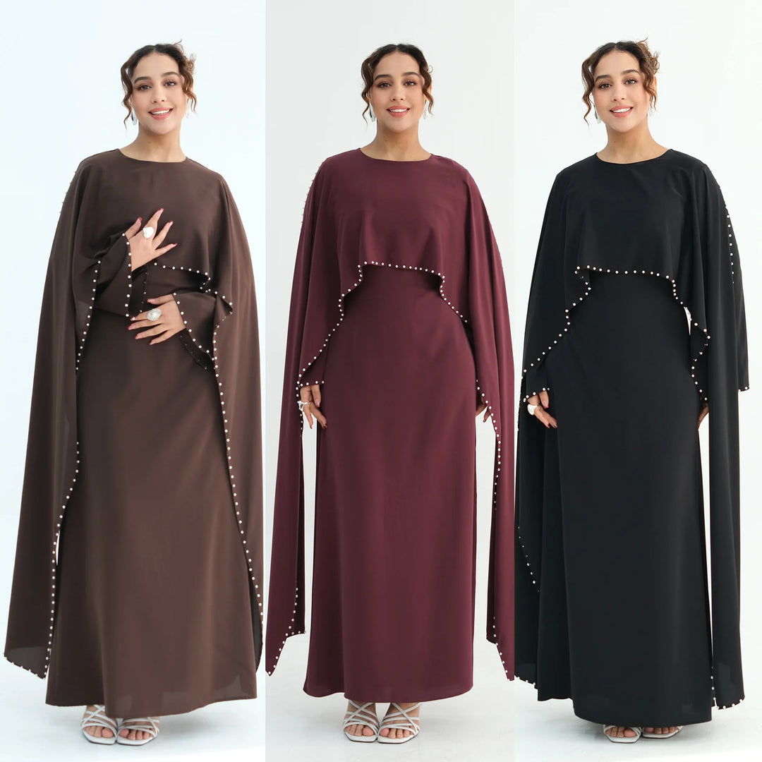 Luxury Dubai Shawl Abaya Elegant Beaded Waist Cinching Kaftan Muslim Women Traditional Dress Maxi Long Sleeve Robe Eid Outfit