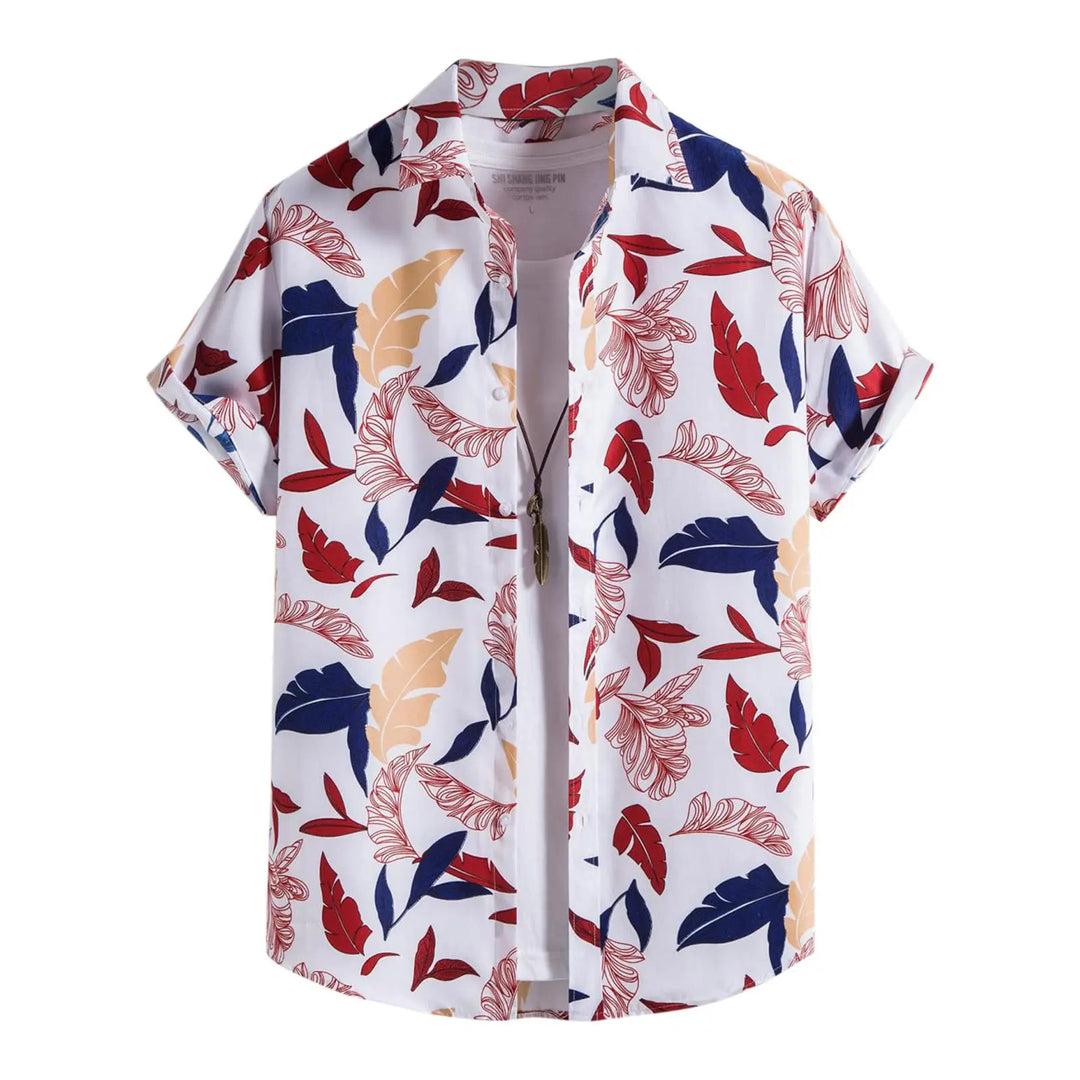 Men's Hawaiian Shirts Men's Short Sleeve Shirts Summer Casual Monstera Print Lapel Short Sleeve Shirts