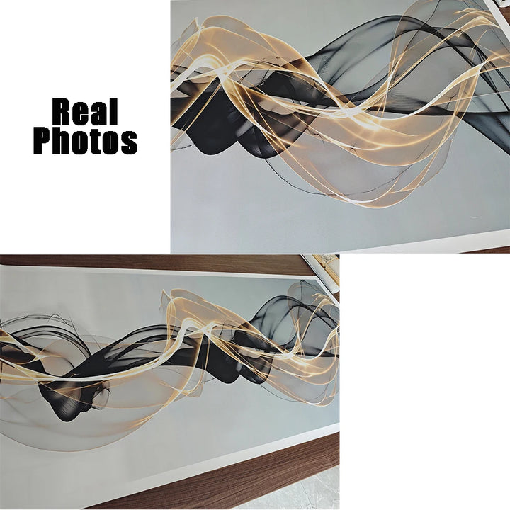 “Floating Gold Mesh Canvas – Large Abstract Wall Decor”