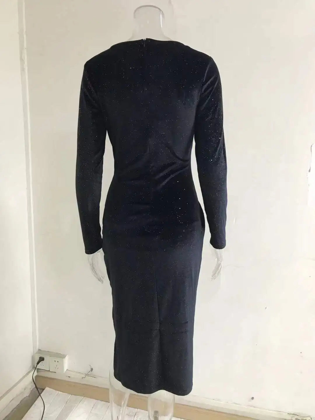 Women Dresses Roupas Feminina Autumn Winter Elegant Solid Color Slit Dress Women's Long Sleeve Formal Evening Sexy Evening Dress