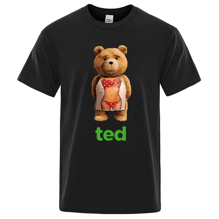 Unisex-T-Shirt mit Cartoon-Bär – Y2K Street Style