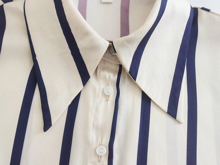 Women Striped Shirts Female Loose-Fit Bubble Sleeve Printed Shirts Lady Casual Youthful Energetic Short Sleeved Tops Clothing