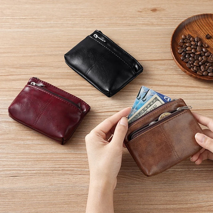 Leather Coin Purse Mini Wallet for Men, Women & Kids