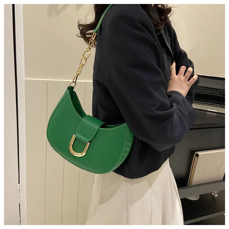 PU Leather Women’s Shoulder Bag – Trendy Underarm Purse