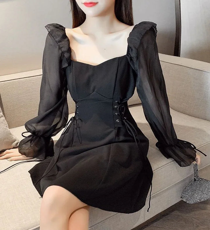 Female Dresses  Coquette Women's DressSilk Satin Chiffon Sexy Black Holiday New Features Korean Style Clothing Cheap Casual X In