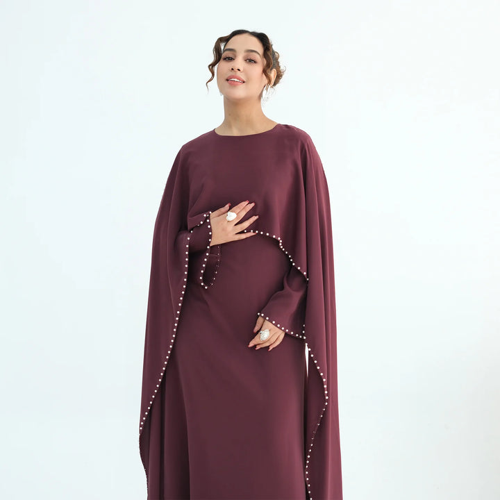 Luxury Dubai Shawl Abaya Elegant Beaded Waist Cinching Kaftan Muslim Women Traditional Dress Maxi Long Sleeve Robe Eid Outfit