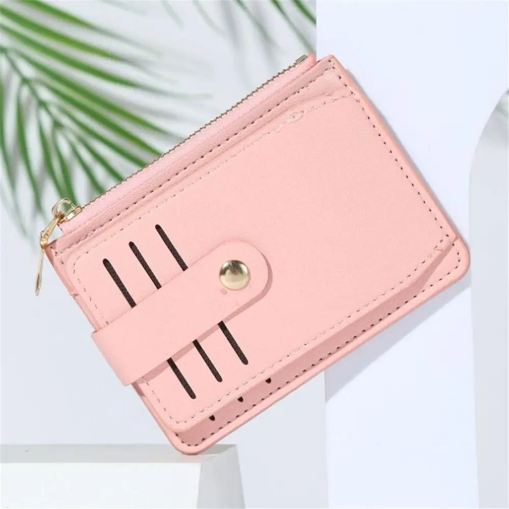PU Leather Coin Wallet with Card Holder & Zipper