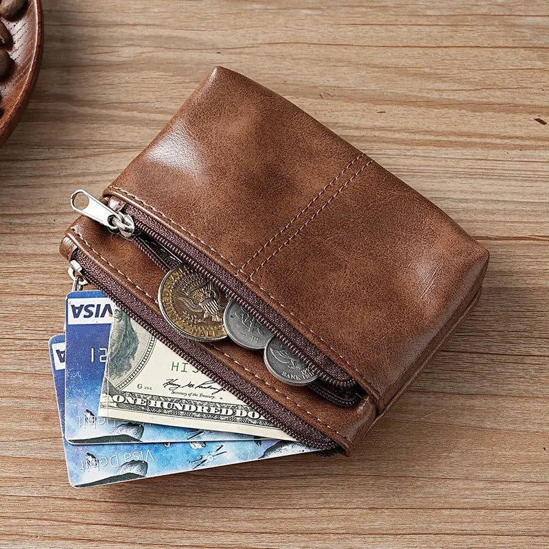 Leather Coin Purse Mini Wallet for Men, Women & Kids