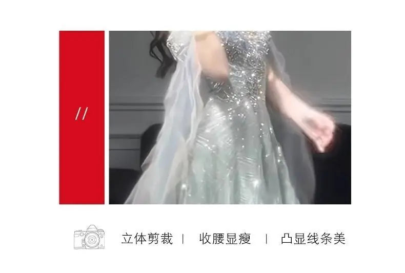 Evening Gown Dress For Women 2025 New High-end Light Luxury Niche Heavy Industry High-end Sense Elegant Temperament Host Dress