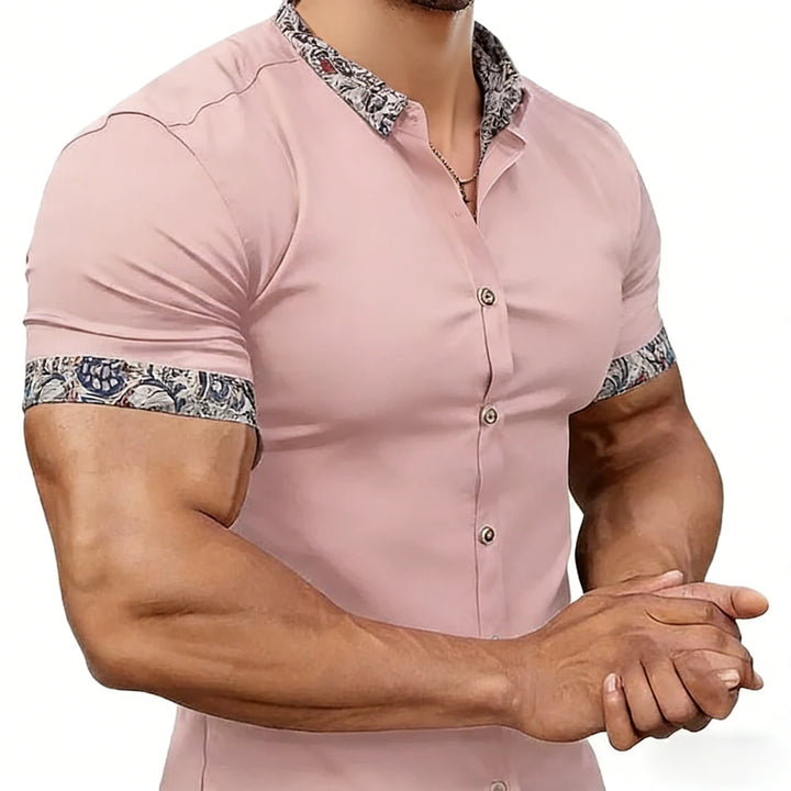 Men's simple business short-sleeved shirts with high-definition printed edges Hawaiian vacation business designer men's clothing