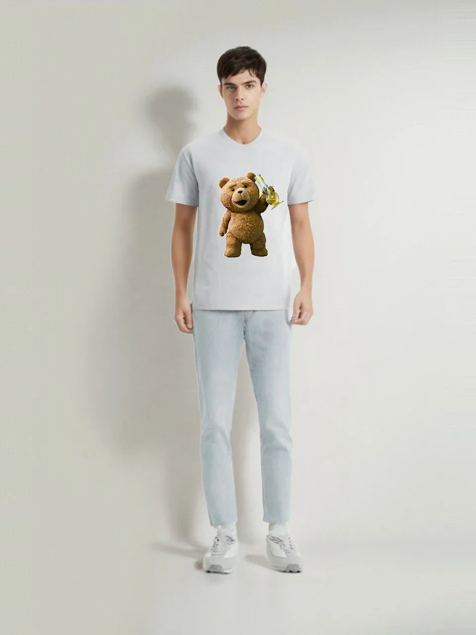 Unisex-T-Shirt mit Cartoon-Bär – Y2K Street Style
