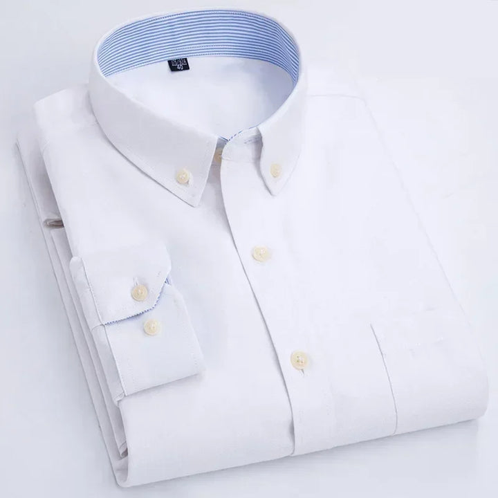 Men's Long Sleeve Shirt Spring Summer Autumn Winter Oxford Woven Slim Free Ironing Comfortable Soft Casual Fashion Simple Work