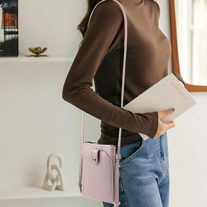 حقيبة كتف وحقيبة كروس نسائية من الجلد الصناعي - سعة كبيرة