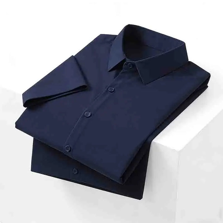 Men's Black Short Sleeve Dress Shirt Slim Fit Non-iron Formal Business Button Down Shirt for Office