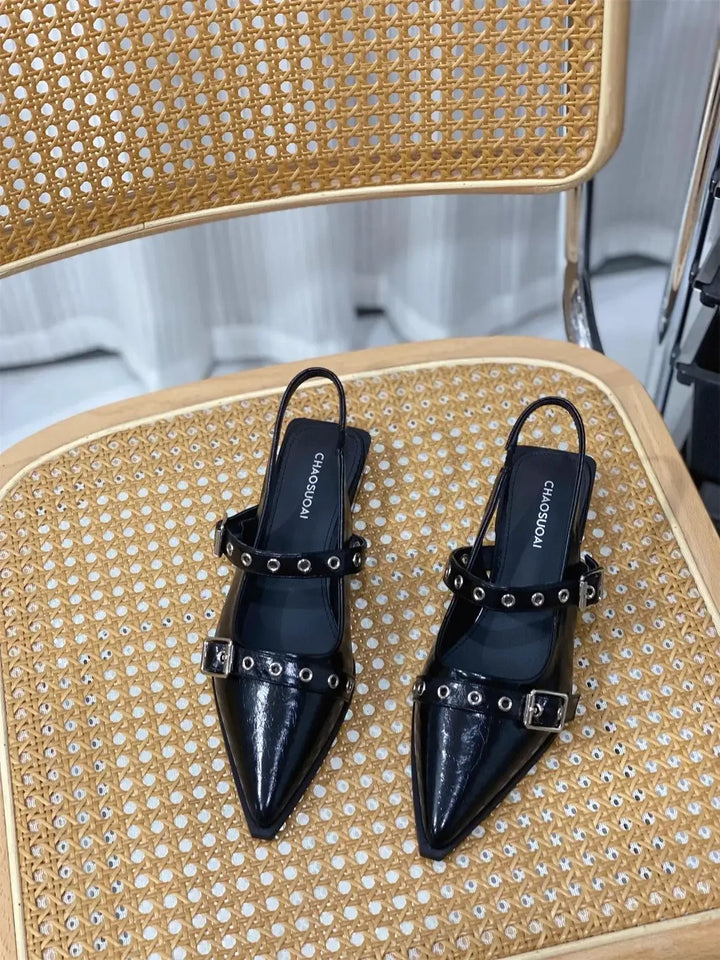 2025 Women’s Pointed Toe Sandals – Low Heels, Comfortable & Anti-Slip