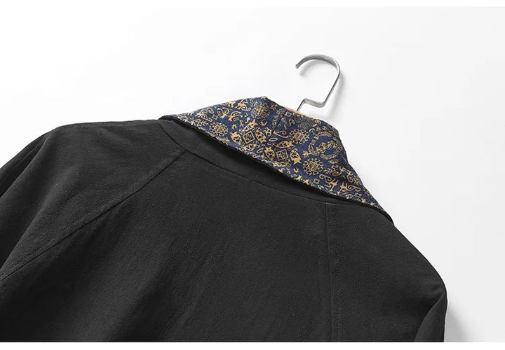 Men's Kimono Cardigan Japanese Samurai Costume Cotton Linen Haori Yukata Streetwear Retro Ethnic Robe Double-Sided Cloak Jacket