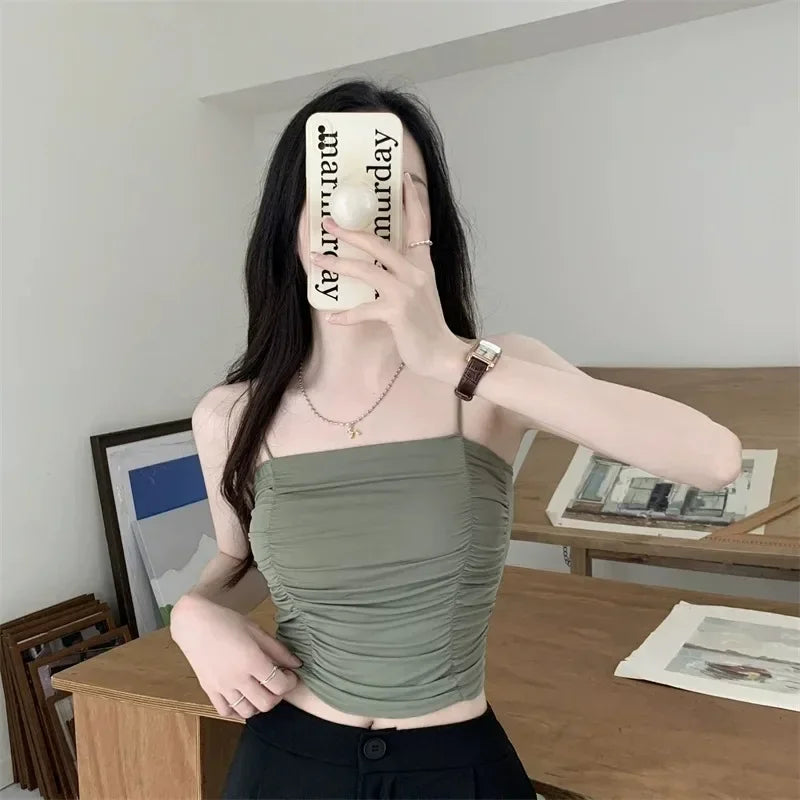 Women’s Corset Tank – Sleeveless Tube Top, White Camisole