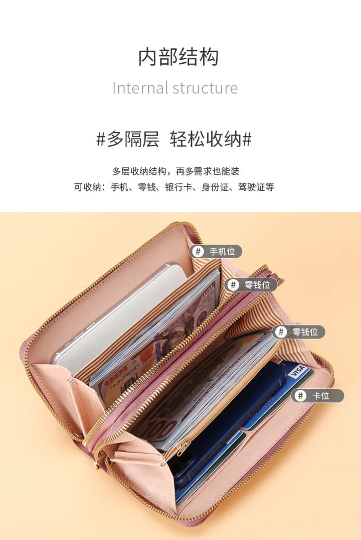 Women’s PU Leather Long Wallet – Tassel Clutch