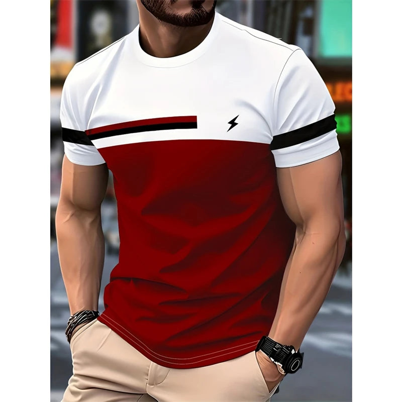 Simple Fashion Striped Graphic T Shirts For Men Summer Trendy Short  Sleeve 3D Printed T-shirts Casual Oversized Crew Neck Tees