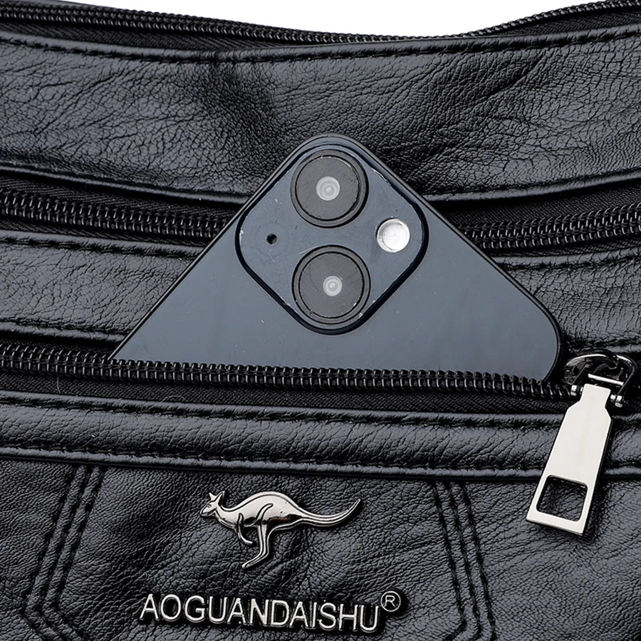 Luxury Women’s Leather Handbag – Multi-Pocket Crossbody & Shoulder Bag 2026