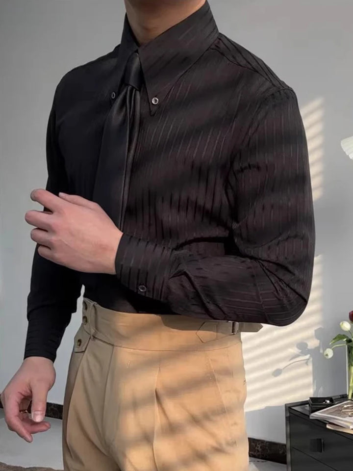Outdoor Casual Men's Shirts Classic Turn-down Collar Buttoned Striped Printed Shirt For Mens Autumn Fashion Long Sleeve Cardigan
