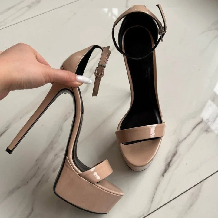 Women’s Summer High-Heeled Sandals – Peep Toe, Round Toe, Ankle Strap