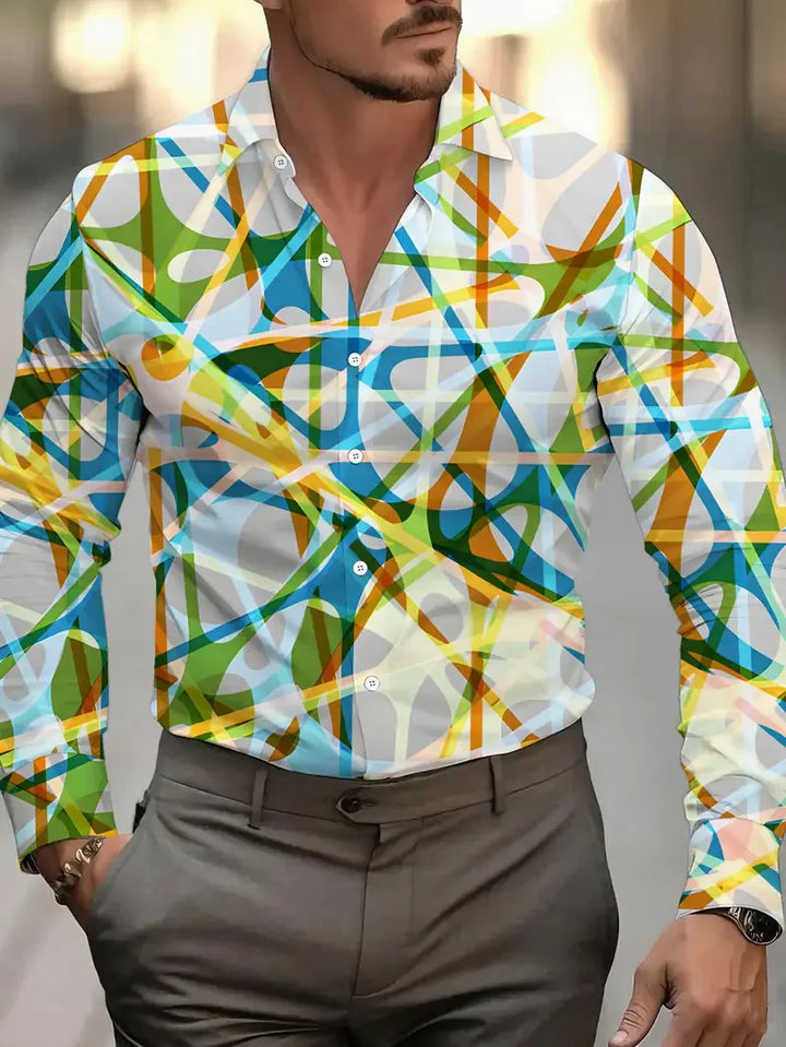 Men's Shirt Spring Autumn New Long Sleeve Shirt Music Flip-over Hawaiian Shirt Fashion Design Elements Flowers