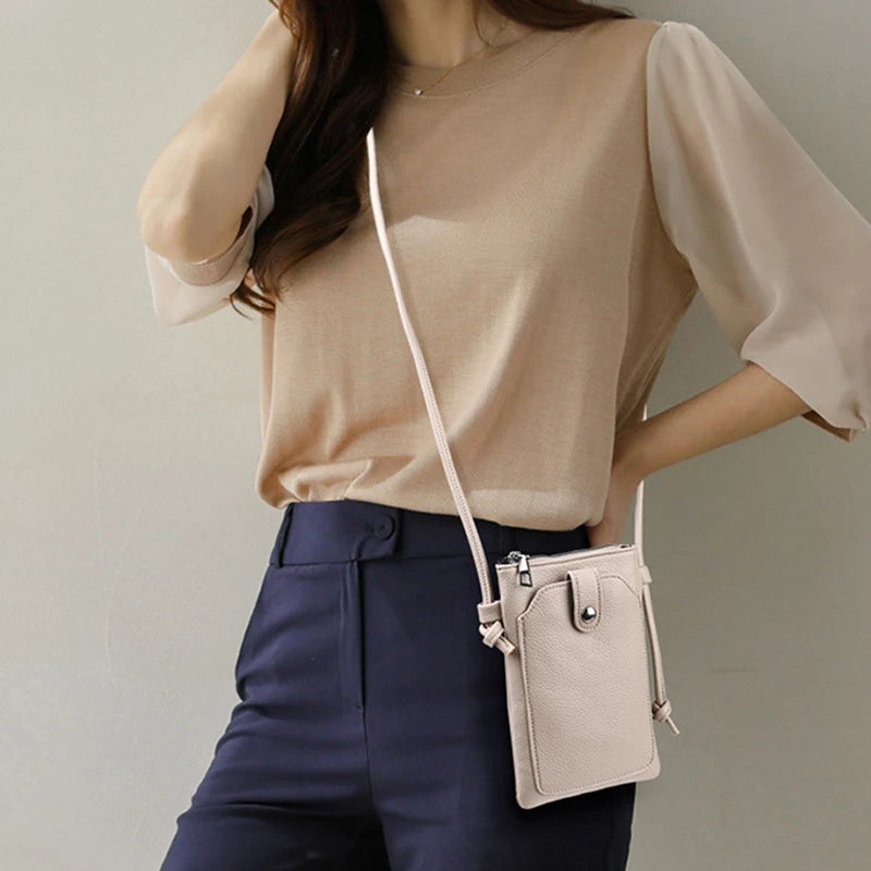 حقيبة كتف وحقيبة كروس نسائية من الجلد الصناعي - سعة كبيرة